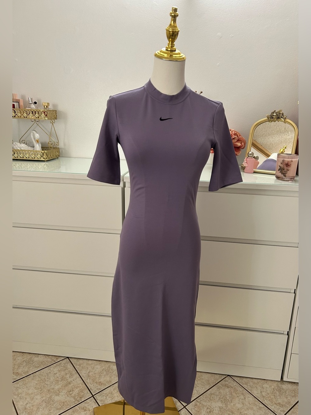 Nike Purple Fitted Midi Dress